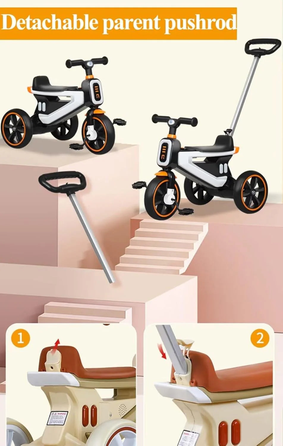 Tricycle 001-T Model For Kids  With Rear HANDLE By Seven One (Imported}