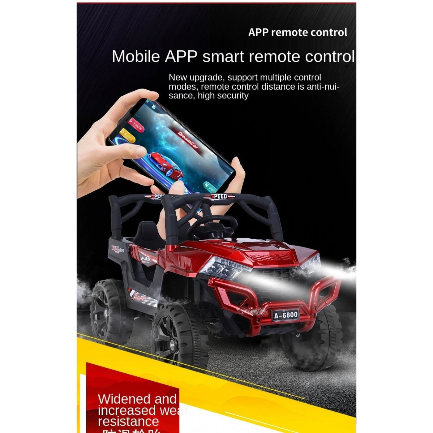 A-6800 Kids Ride On Car, Battery Operated Remote Control and Swing (Painted)