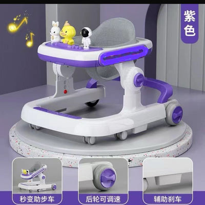 Modern Baby Walker with Adjustable Height Wheels Speed Anti-o-leg Anti-rollover Design and Music