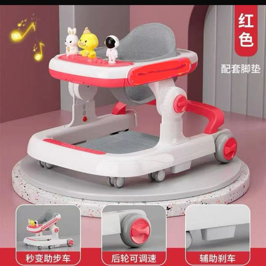 Modern Baby Walker with Adjustable Height Wheels Speed Anti-o-leg Anti-rollover Design and Music