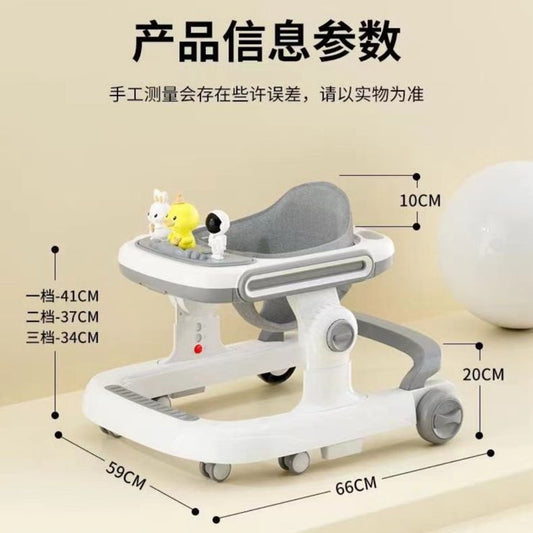 Modern Baby Walker with Adjustable Height Wheels Speed Anti-o-leg Anti-rollover Design and Music