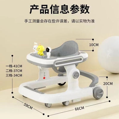 Modern Baby Walker with Adjustable Height Wheels Speed Anti-o-leg Anti-rollover Design and Music